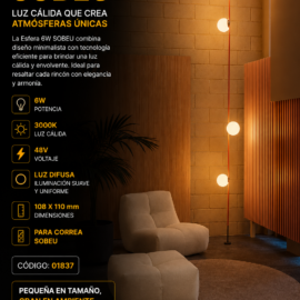 Esfera 6W 3000K LRX0140-6 para Correa SOBEU 108*110 PC/ALU  48V