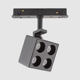 Foco magnético riel 8w 100*100 mm 3000k recesado basculante 48v dc 24º