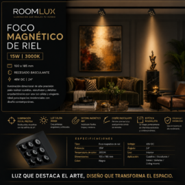 Foco magnético de riel 15W 3000k 100*185*mm recesado basculante 48v dc 24º