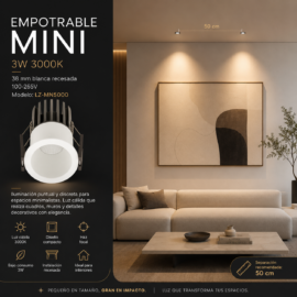 Empotrable Mini 3W 3000k 38 mm blanca recesada 3000K 100-265V LZ-MN5000