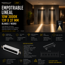 Empotrable lineal minimalista10W 3000K 139X37mm blanco/negro 30° 85-265V lineal recesada LED LZ-XD600
