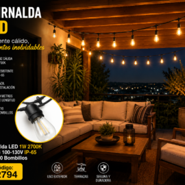 Guirnalda LED 1W 2700K 10MTS 100-130V IP-65 LX C/10 Bombillos