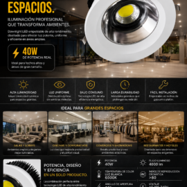 Empotrable 40W 6500K 10¨ 85-265V 3600Lm DLC4080 DeLEDZ