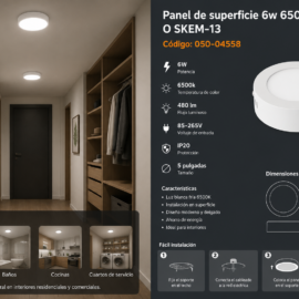 Panel de Superficie 6w 6500k 5" O SKEM-13