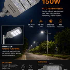 Lampara de Calle 150W 85-265V TG118-200 90-100LM/W SMD3030