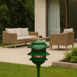 Lampara de JARDIN PAGODA 3T JT-15301A GR VERDE E-27 1/2 SIN NIPPLE