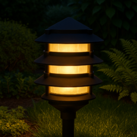 Lampara de Jardín Pagoda 3T E-2LAMP. Jardín Pagoda 4T E-27 JT-15224 BK NEGRO FIBRA E-27 1/2 NPT CON NIPLE DE 1FT Y 7 JT-15301A BN M