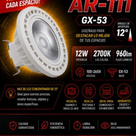 Bombillo 12w 2700k AR-111 GX-53 12º B41512 100-265V 960lm Roomlux
