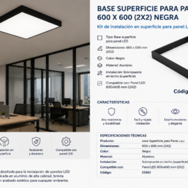 Base Superficie 600 X 600 (2X2) Negra de Panel B29751 KIT ROOM
