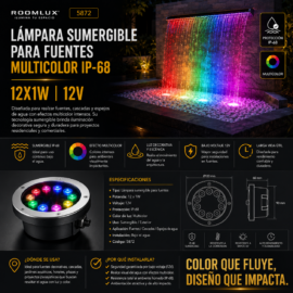 Lampara para fuentes  MULTICOLOR IP-68 12X1W 12V