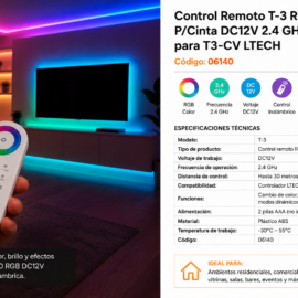 Control Remoto T-3 RGB P/Cinta DC12V 2.4 GH para T3-CV LTECH