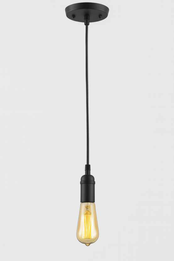 Zócalo Suspendido Vintage Negro E-27 1,5 mt para iluminación interior, - Imagen 3