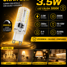 Bombillo 3.5 w 3000k G-9 B01303 DIMIABLE 110-130V ROOMLUX