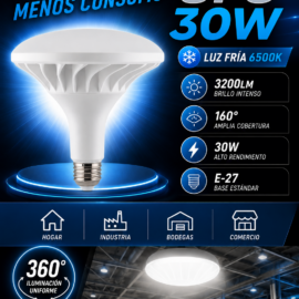 Bombillo 30W 6500k E-27 UFO 85-240V 3200LM 160° 100-265V B33730 ROOMLUX