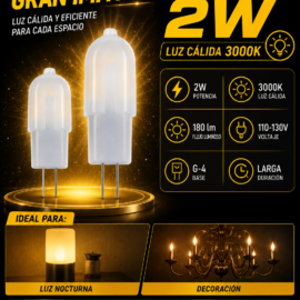 Bombillo 2w 3000k G-4 180 lm 110-130V B01306 ROOMLUX