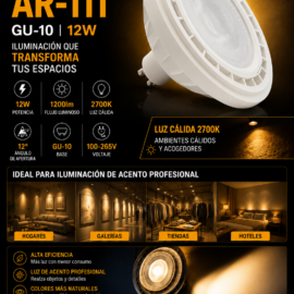 Bombillo 12w 2700k GU-10 AR-111 12º B41511 100-265V 1200lm Roomlux