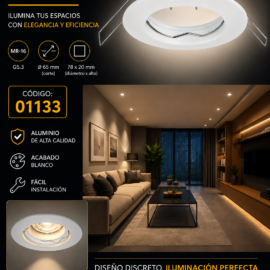 Empotrable Fija MR-16 TS14 WH G5.3 Fija Ø 65 mm (78*20) Blanco de Aluminio EVOLIGHT