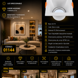 Empotrable Basculante GU-10 TS131C WH PC Blanca 102*102*65 (90*90)