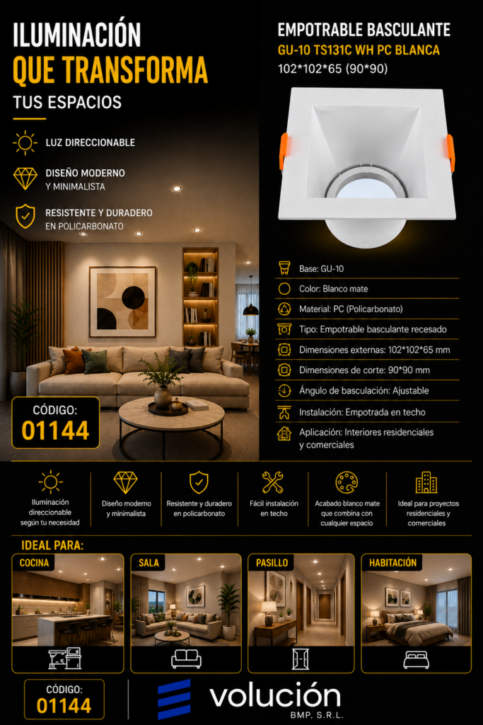 Empotrable Basculante GU-10 TS131C WH PC Blanca 102*102*65 (90*90)