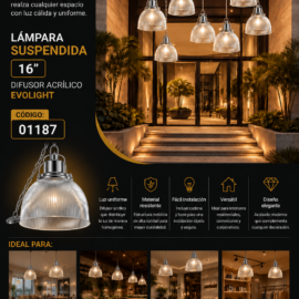 Lampara Suspendida 16" Difusor Acrílico EVOLIGHT