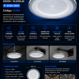 Lampara UFO 100W 6500K B60736 AC85-265V. 10,000LM