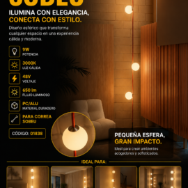 Esfera 9W 3000k LRX0160-9 para Correa Sobeu 150*153 PC/ALU led  48V 650 lm