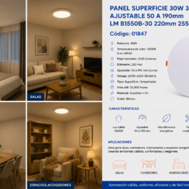 Panel Superficie 30W 3000K Ajustable 50 a 190mm LM B1550B-30 220mm 2550LM Evo