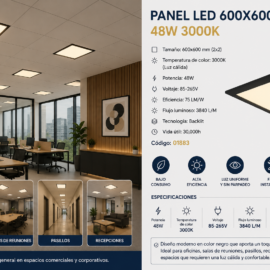Panel 600X600 3000K 48w B29762 BK 85-265V 75/lm/w 3840 L/M backlit Negro Roomlux 30,000h