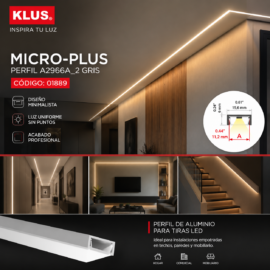 Perfil A2966A_2 Gris MICRO-PLUS Aluminio KLUS