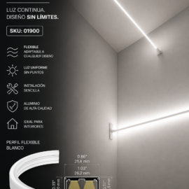 Perfil Flexible Blanco SKY LIGHT 5 MT con Terminales 2 CNT Ancho