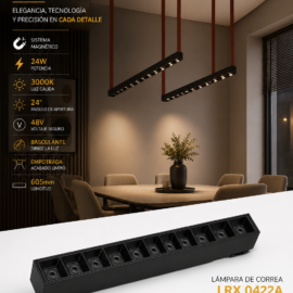 Lampara de Correa 24w 3000k LRX 0422A 24° 48v 605 mm Recesada Basculante Magnético