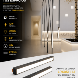 Lampara de Correa 12w 3000k LRX0511-12 Difusor 24° 48v 270 mm