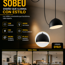 Semiesfera 12w 3000k LRX0280-12 para Correa SOBEU 200*135 PC/ALU led 48V 1000lm