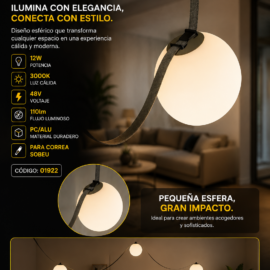 Esfera 12W 3000k LRX0180-12 de correa "Sobeu" 200*210 PC/ALU led  48V 110lm