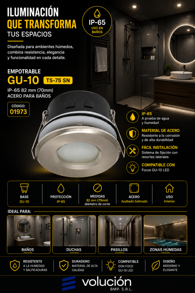 Empotrable GU-10 TS-75 SN IP-65 82 mm (70mm) Acero para Baños