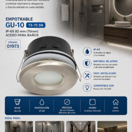Empotrable GU-10 TS-75 SN IP-65 82 mm (70mm) Acero para Baños