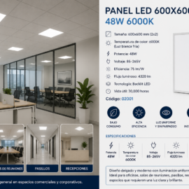 Panel 600X600 6000K 48w B29762 85-265V 75/LM/W 4320L/M Backlit Blanco Roomlux 30,000h