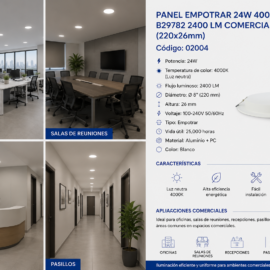 Panel Empotrar 24W 4000K Ø 8" B29782 2400 LM Comercial ROOMLUX (220x26mm)