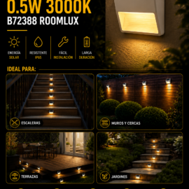 Aplique Solar 0.5W 3000K B72388 ROOMLUX