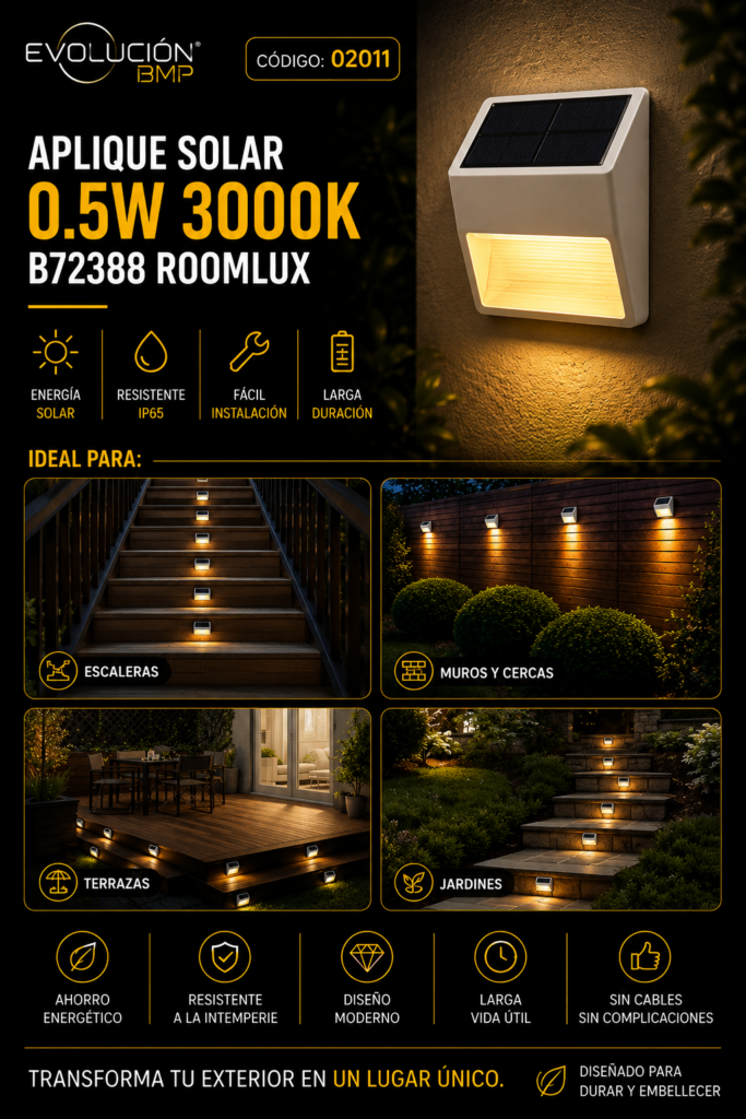 Aplique Solar 0.5W 3000K B72388 ROOMLUX