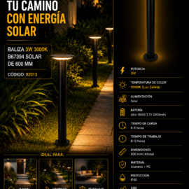 Baliza 3W 3000K B67394 Solar de 600 MM ROOMLUX
