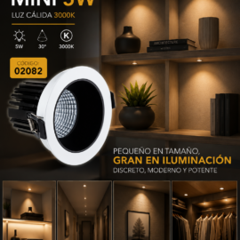 Empotrable Mini 5W 3000K LCS7240R-5 WH/BK LED Ø Blanco/Negro Ø 35MM (40*59) 30° 100-240V