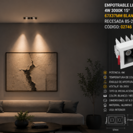 Empotrable Lineal DOTS 4w 3000k 67X37mm Blanco/Negro 15° Recesada 85-265V LZ-XD600