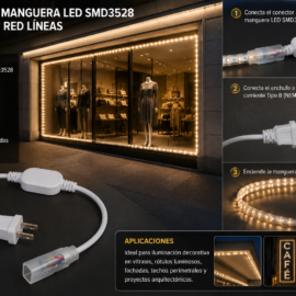 Enchufe de Manguera LED SMD3528 a Conector Red Líneas