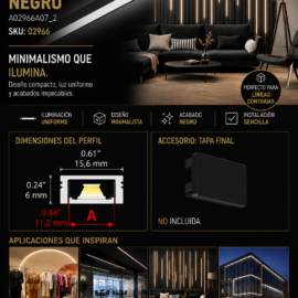 Perfil A02966A07_2 Negro MICRO-PLUS Aluminio KLUS