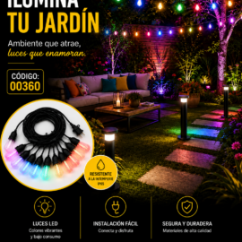 Guirnalda LED 10MTS 1W Multicolor 100-130V IP-65 LX C/20 Bombillos B90155 de Colores