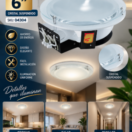 Empotrable de Ahorro 6″ B1460 WH Cristal Suspendido EVOLIGHT