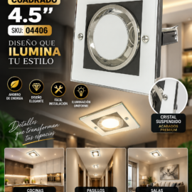 Empotrable Ahorro Cristal Suspendido Cuadrado 4.5 WH