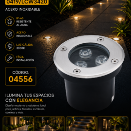 Empotrable de Piso 3w 0419/LCW3420 Inoxidable 3000K 80mm W X 75mm H 85-265V