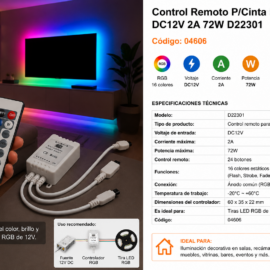 Control Remoto P/Cinta RGB DC12V 2A 72W D22301 ROOMLUX
